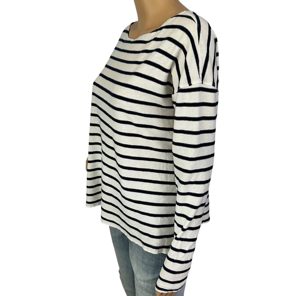 J. Crew Deck Striped Boatneck Shirt Navy White E1143 Size S - Picture 5 of 12